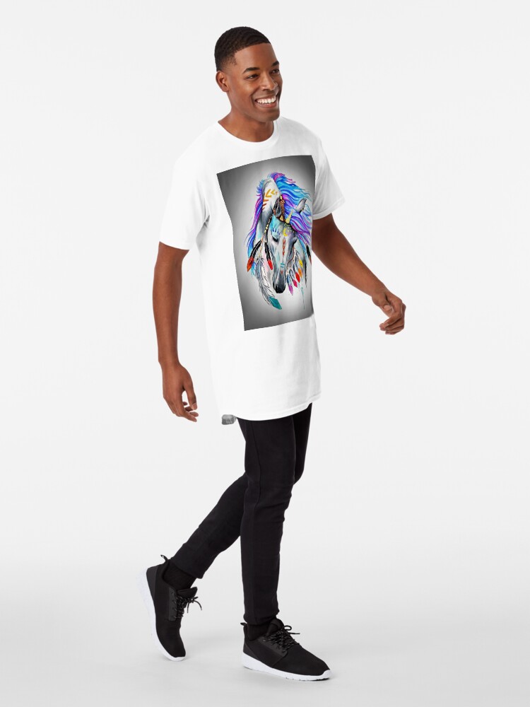 Alternate view of Native American Horse Long T-Shirt
