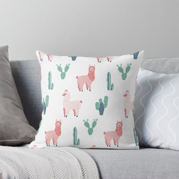 Item preview, Pink Alpaca Cactus Print designed and sold by ThrowPillows.