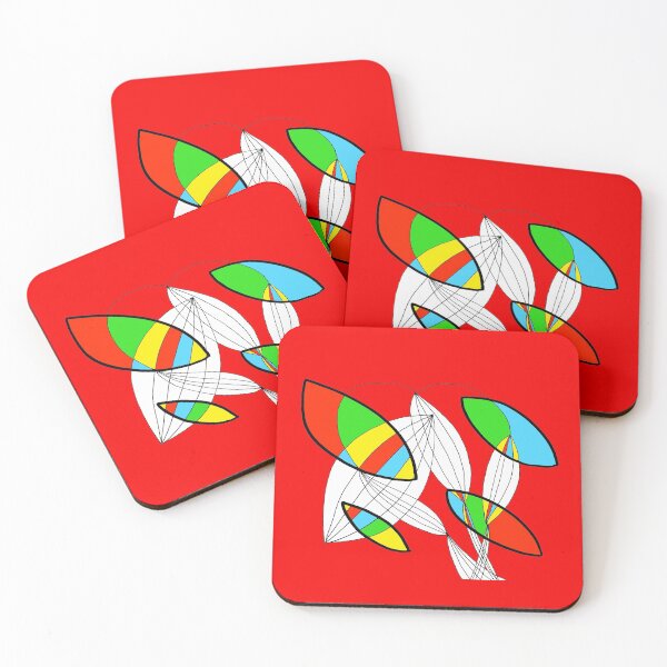 Item preview, Organic objects - 4 colors on Red Board designed and sold by Istvan Ocztos.