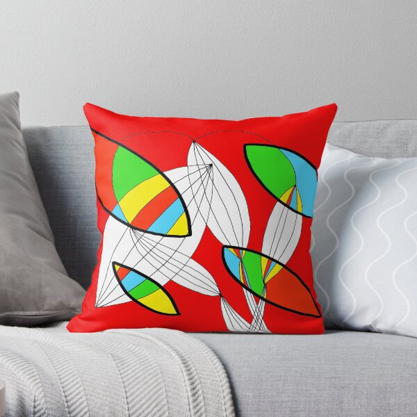 Organic objects - 4 colors on Red Board Throw Pillow