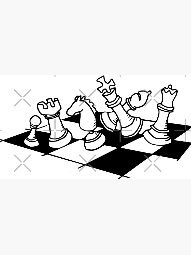 Chessboard with the chess pieces coloring page printable game