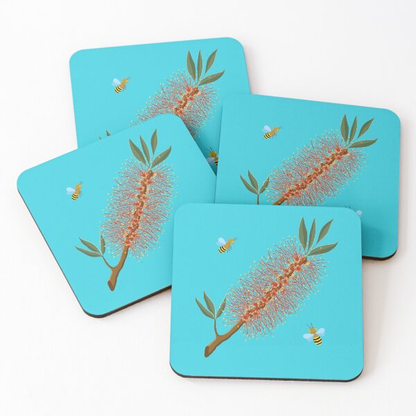 Item preview, Australian bottlebrush and bees designed and sold by Soozie Wray.