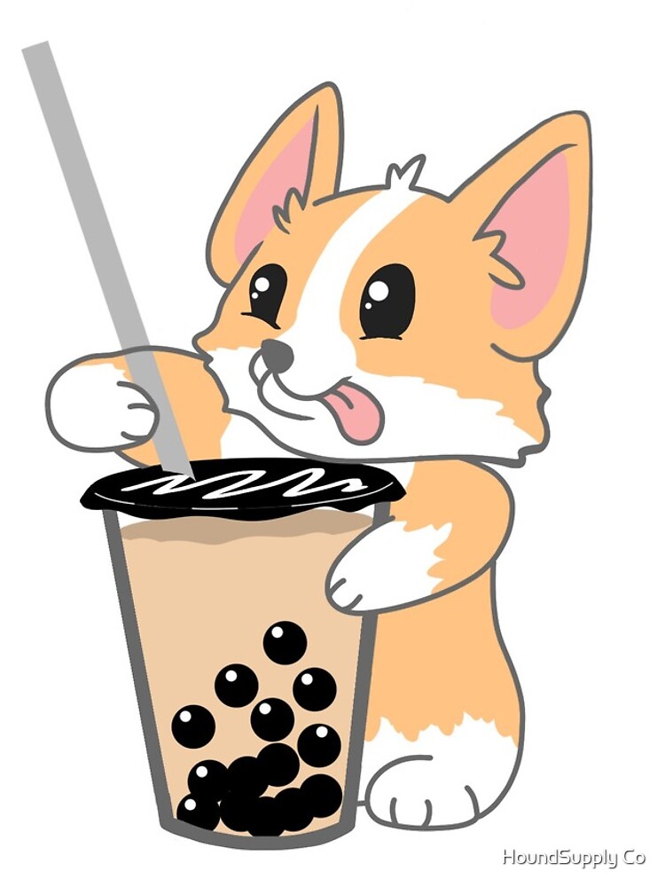 Kawaii Christmas Clipart II Reindeer Puppy Corgi Bubble Tea 