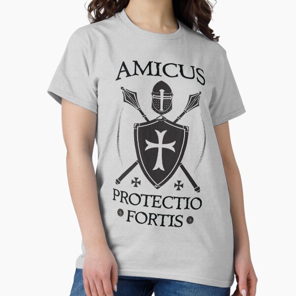 Vista previa del artículo con la obra «Amicus Protectio Fortis», diseñado y vendido por MedievalWear.