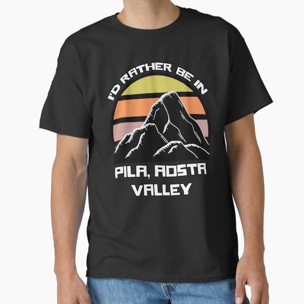 I'd Rather Be In Pila Aosta Valley Italy Vintage Sunset Ski Mountain Classic T-Shirt