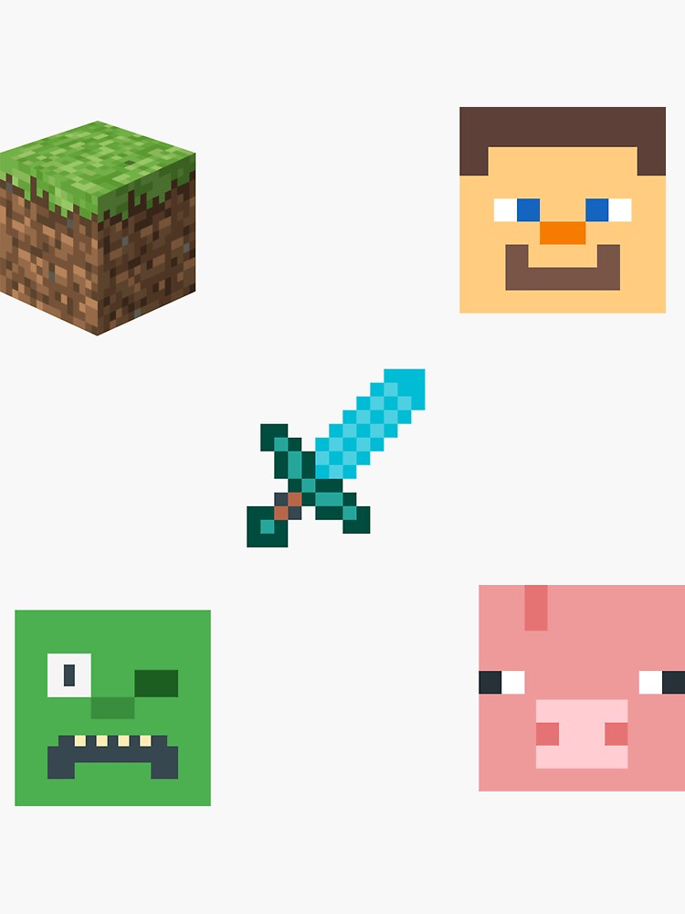 Minecraft blocks head and weapon by ds-4