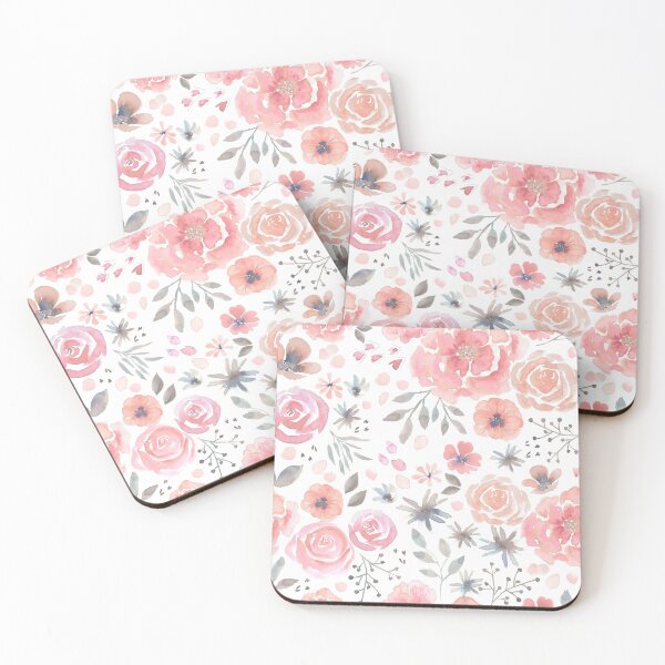 Item preview, Watercolour Peach Floral on White Tatra Cottage designed and sold by TatraCottage.