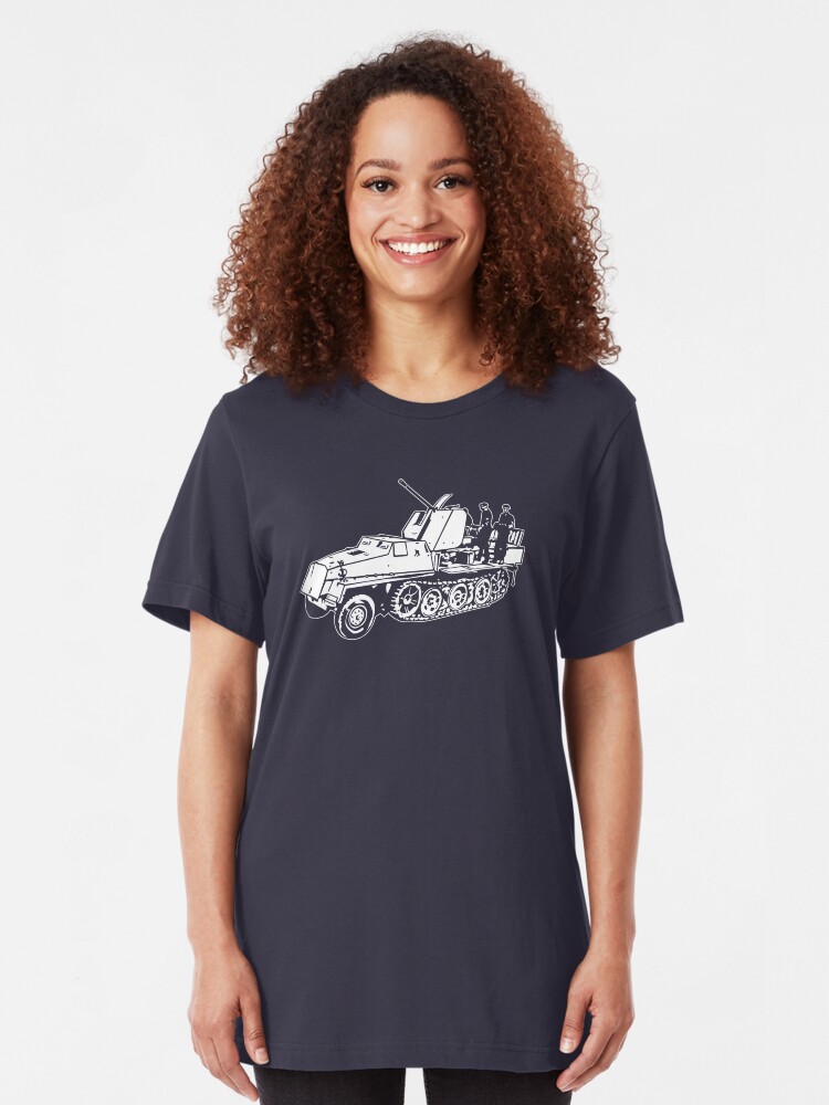 Alternate view of German Halftrack with Flak Gun Slim Fit T-Shirt