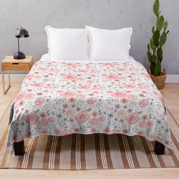 Item preview, Watercolour Peach Floral on White Tatra Cottage designed and sold by TatraCottage.