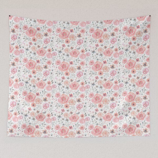 Item preview, Watercolour Peach Floral on White Tatra Cottage designed and sold by TatraCottage.