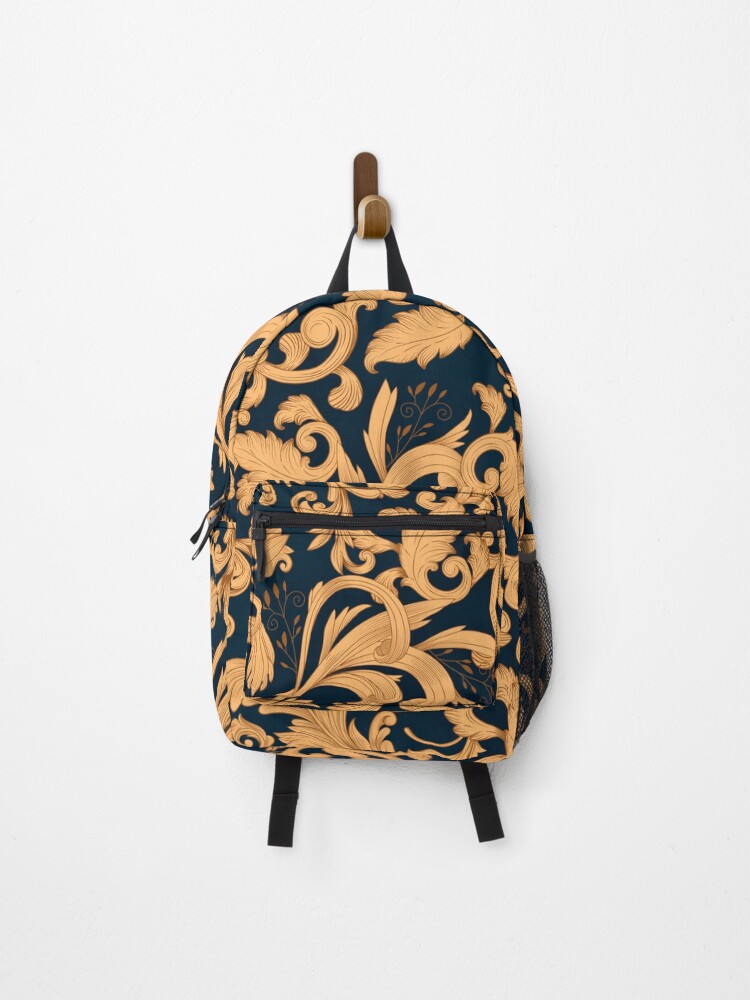 Thumbnail 1 of 3, Backpack, Golden Floral Pattern designed and sold by Parveeez.