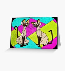 siamese cats - stained glass villains Greeting Card