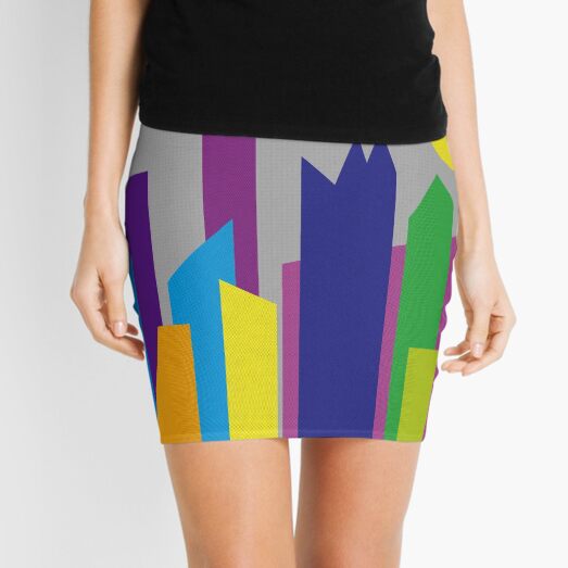 Geometric Flat Abstract Halftone City Trendy Summer Colors Mini Skirt