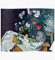 1890 - Paul Cezanne - Still Life with Flowers and Fruit Poster