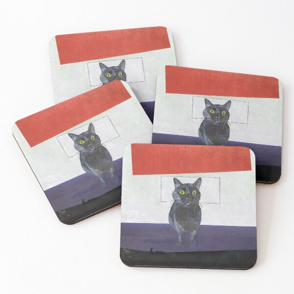 Item preview, Black Cat on the Red Window designed and sold by DeDesign Collective.
