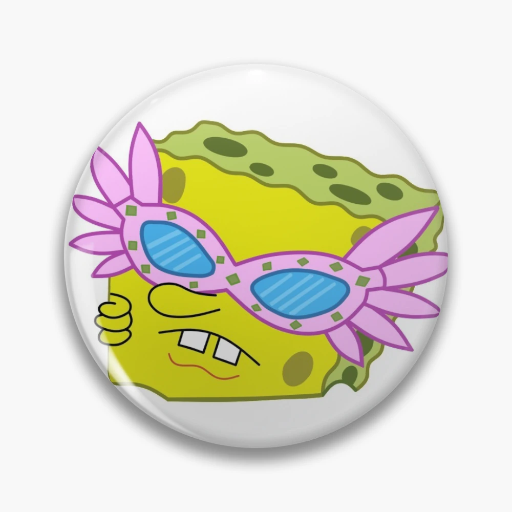 Spongebob pink glasses sticker Pin for Sale by bestcartoons Redbubble