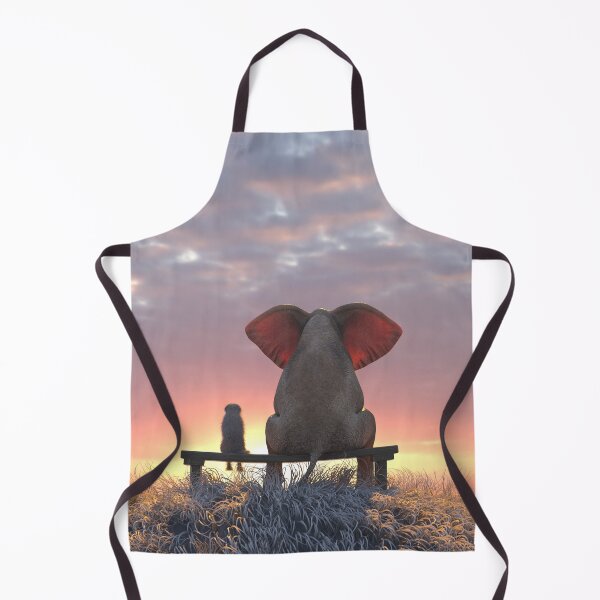Item preview, elephant and dog watch the sunrise on the seashore designed and sold by Mike Kiev art.
