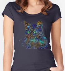 Artificial neural style Starry night wild cat Fitted Scoop T-Shirt