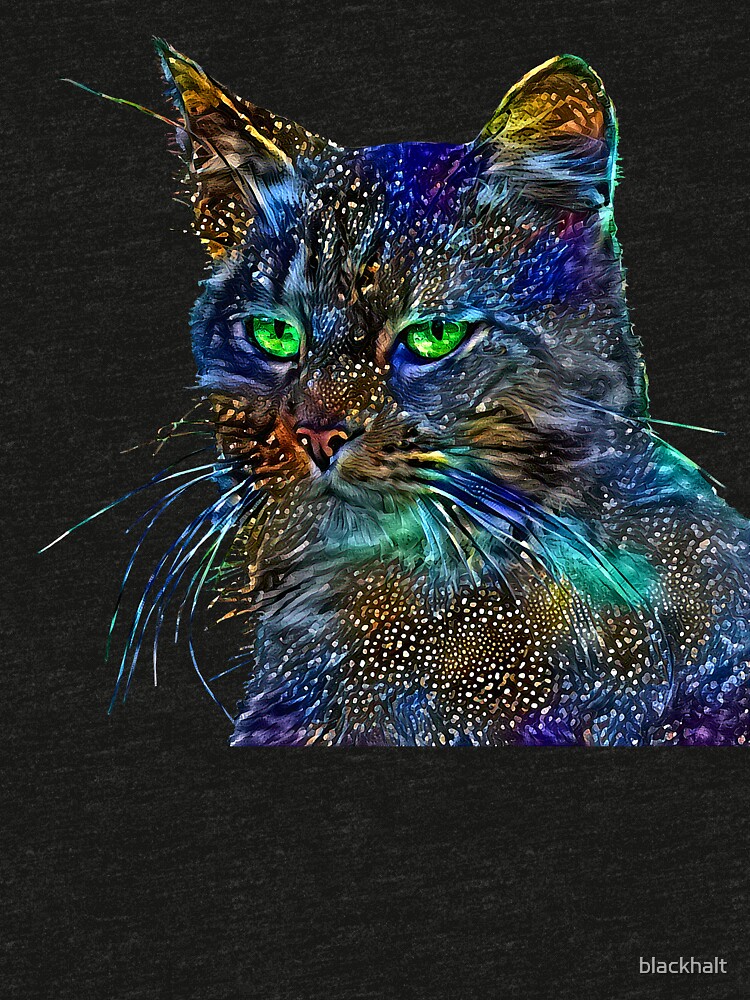 Artificial neural style Starry night wild cat by blackhalt