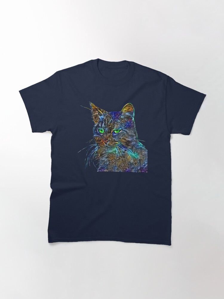 Thumbnail 3 of 7, Classic T-Shirt, Artificial neural style Starry night wild cat designed and sold by blackhalt.