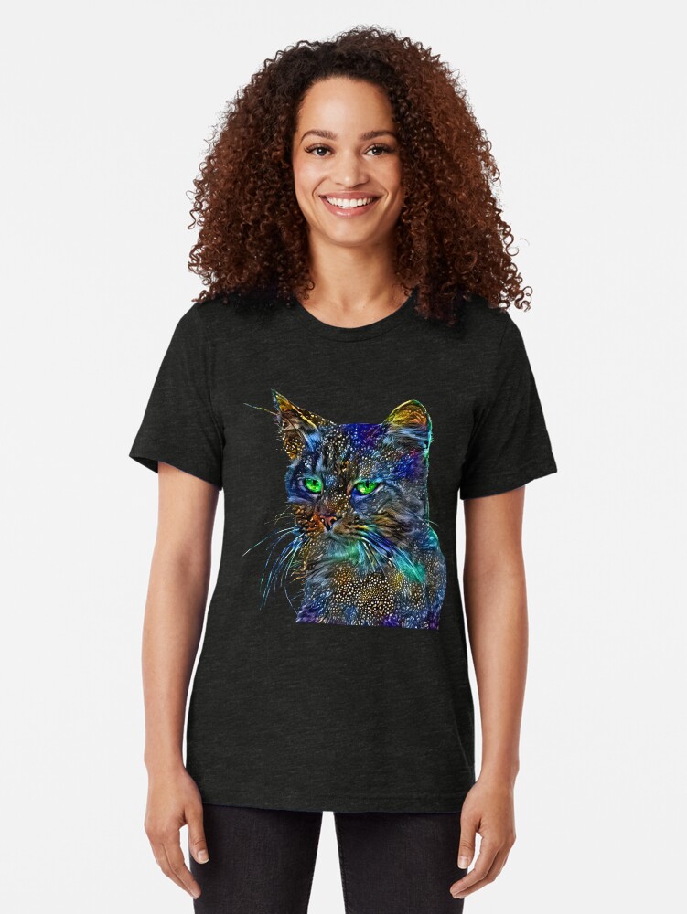 Alternate view of Artificial neural style Starry night wild cat Tri-blend T-Shirt