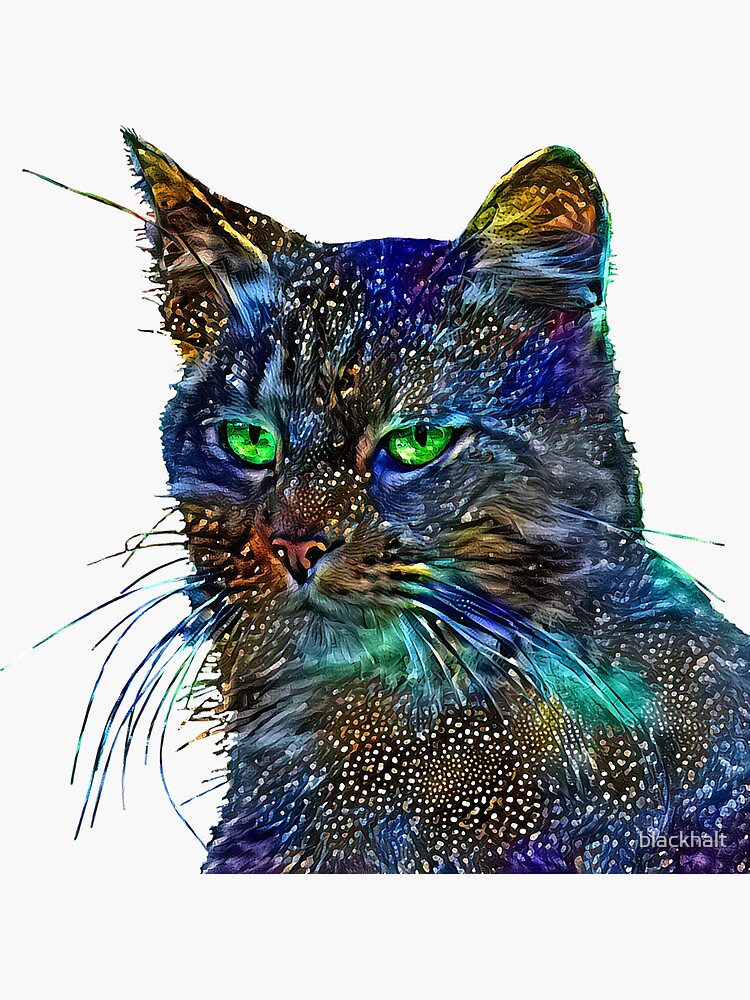 Artificial neural style Starry night wild cat by blackhalt