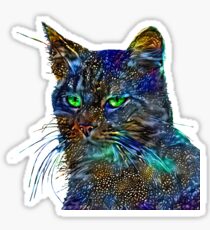 Artificial neural style Starry night wild cat Sticker