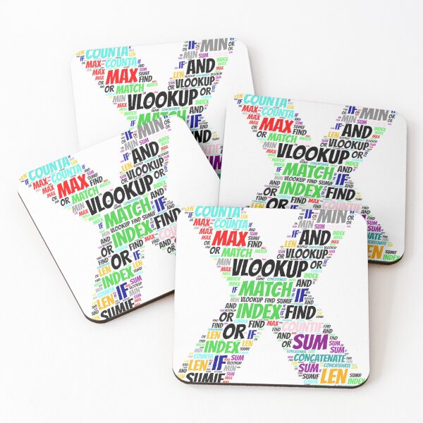 Excel X Word Cloud Coasters (Set of 4)