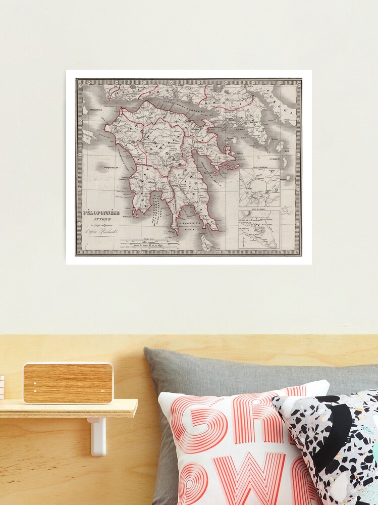 Fotodruck for Sale mit Antike griechische Karte von Sparta von