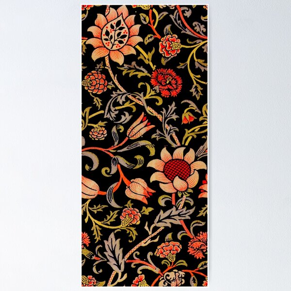 Item preview, William Morris Evenlode Textile Pattern on Black designed and sold by tiokvadrat.