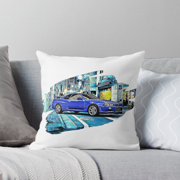 Item preview, R34 Skyline Blue Tokyo Night Print designed and sold by Auto-Prints.