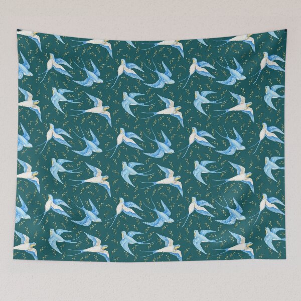 Item preview, little cute watercolor birds swallow designed and sold by InnaShulgina.
