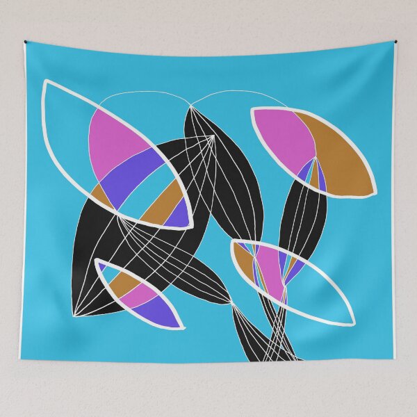 Item preview, Organic objects - 4 colors white lines on Blue Board designed and sold by Istvan Ocztos.