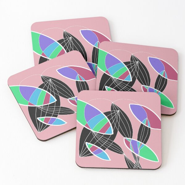 Item preview, Organic objects - 4 colors white lines on Pink Board designed and sold by Istvan Ocztos.
