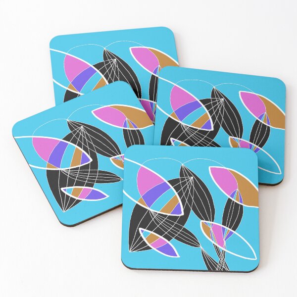 Item preview, Organic objects - 4 colors white lines on Blue Board designed and sold by Istvan Ocztos.