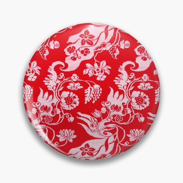 Item preview, ANTIQUE WHITE RED DAMASK FLOWERS AND LEAVES, DIAGONAL BIZARRE FLORAL PATTERN designed and sold by BulganLumini.