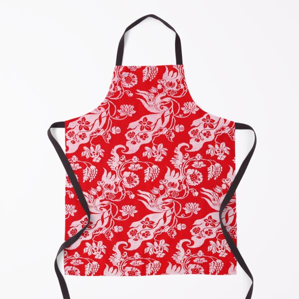 Item preview, ANTIQUE WHITE RED DAMASK FLOWERS AND LEAVES, DIAGONAL BIZARRE FLORAL PATTERN designed and sold by BulganLumini.