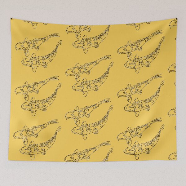 Item preview, Line art Oo two swimming koi fish designed and sold by The Red Shop.