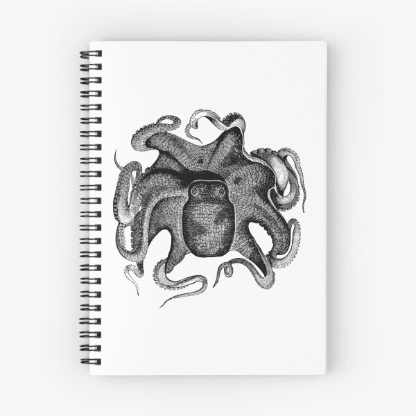 Item preview, Vintage Cuttle Fish Illustration Retro 1800s Black and White Image designed and sold by SilverSpiral.