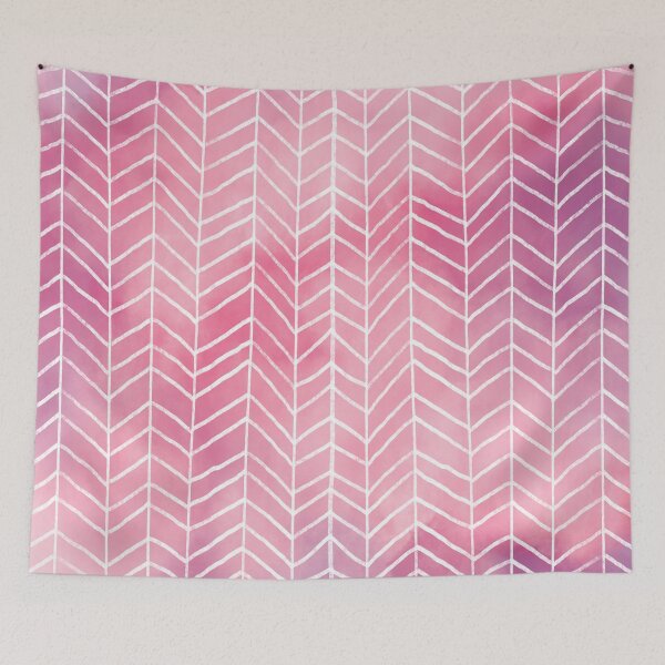 Item preview, Pink Watercolor Herringbone Pattern (pink/white) designed and sold by Design Minds Boutique.