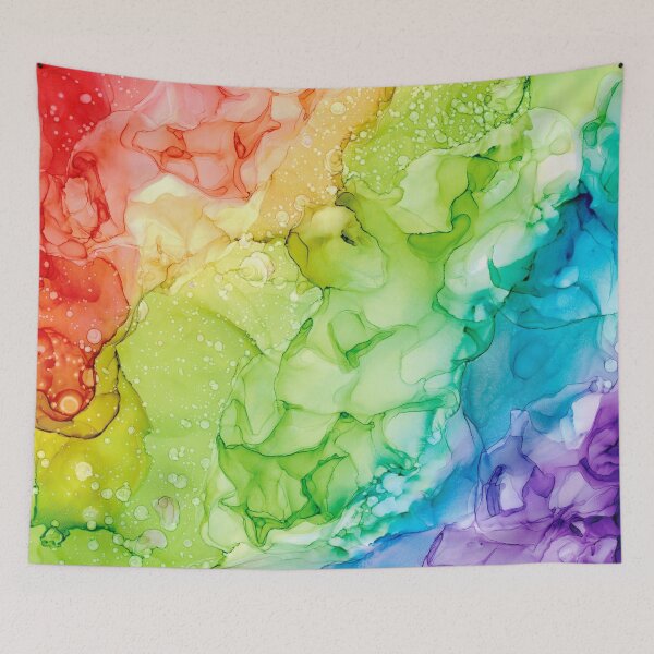 Item preview, Rainbow Smoke Abstract 821 Alcohol Ink Painting by Herzart designed and sold by herzart.