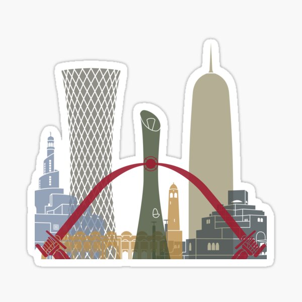 "Doha skyline poster" Sticker for Sale by paulrommer Redbubble