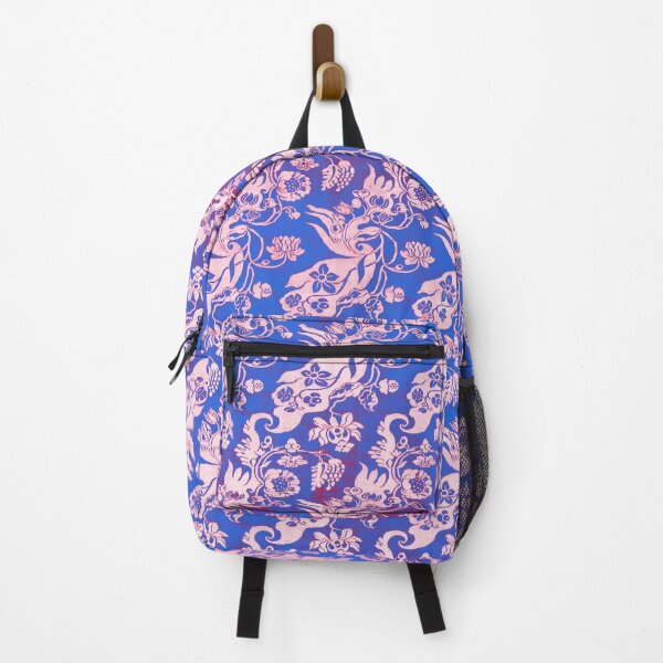 Item preview, ANTIQUE HAWAII BLUE PINK DAMASK FLOWERS AND LEAVES, DIAGONAL BIZARRE FLORAL PATTERN designed and sold by BulganLumini.