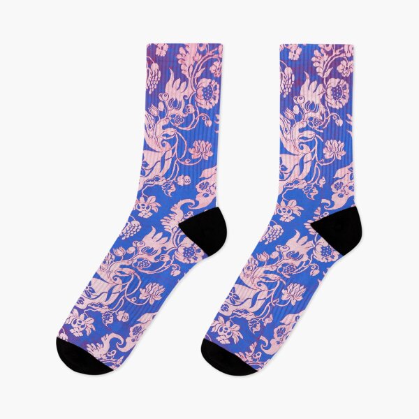 Item preview, ANTIQUE HAWAII BLUE PINK DAMASK FLOWERS AND LEAVES, DIAGONAL BIZARRE FLORAL PATTERN designed and sold by BulganLumini.
