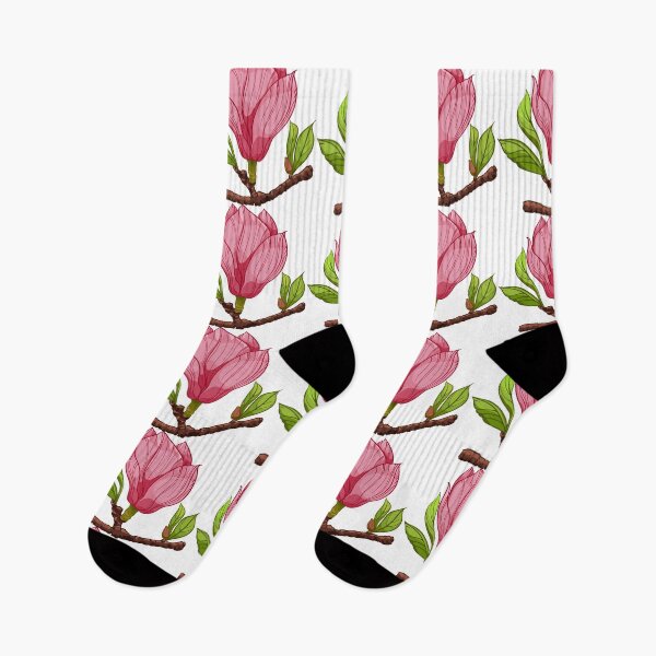 Item preview, pink magnolia branch, flower with leaves designed and sold by babanovaesha.