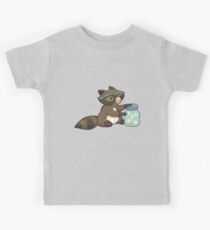 Funny little raccoon collects crickets Kids Tee