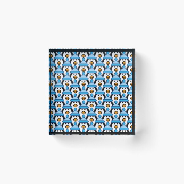 Item preview, Staring Hypnotic Penguins with Blue Bobble Hats - Pattern designed and sold by CleverPencil.