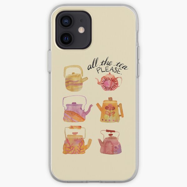 Watercolor Teapots - pink & yellow iPhone Soft Case