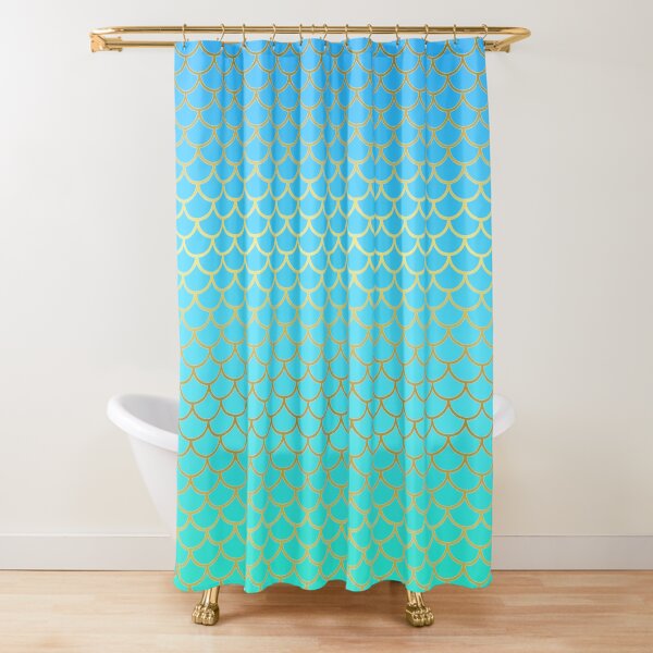 Blue Mermaid Scales Shower Curtain