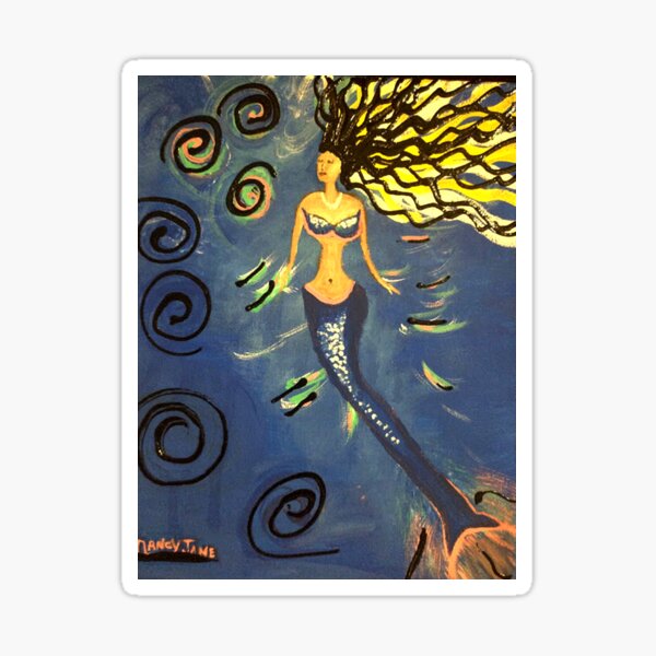 Mermaid in the deep blue sea Sticker